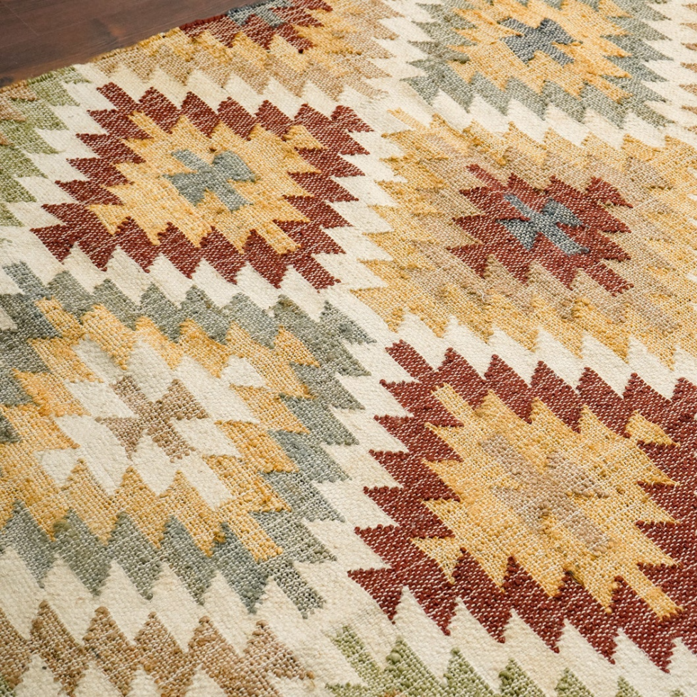 Tappeto azteco kilim in canapa e juta - immagine 4
