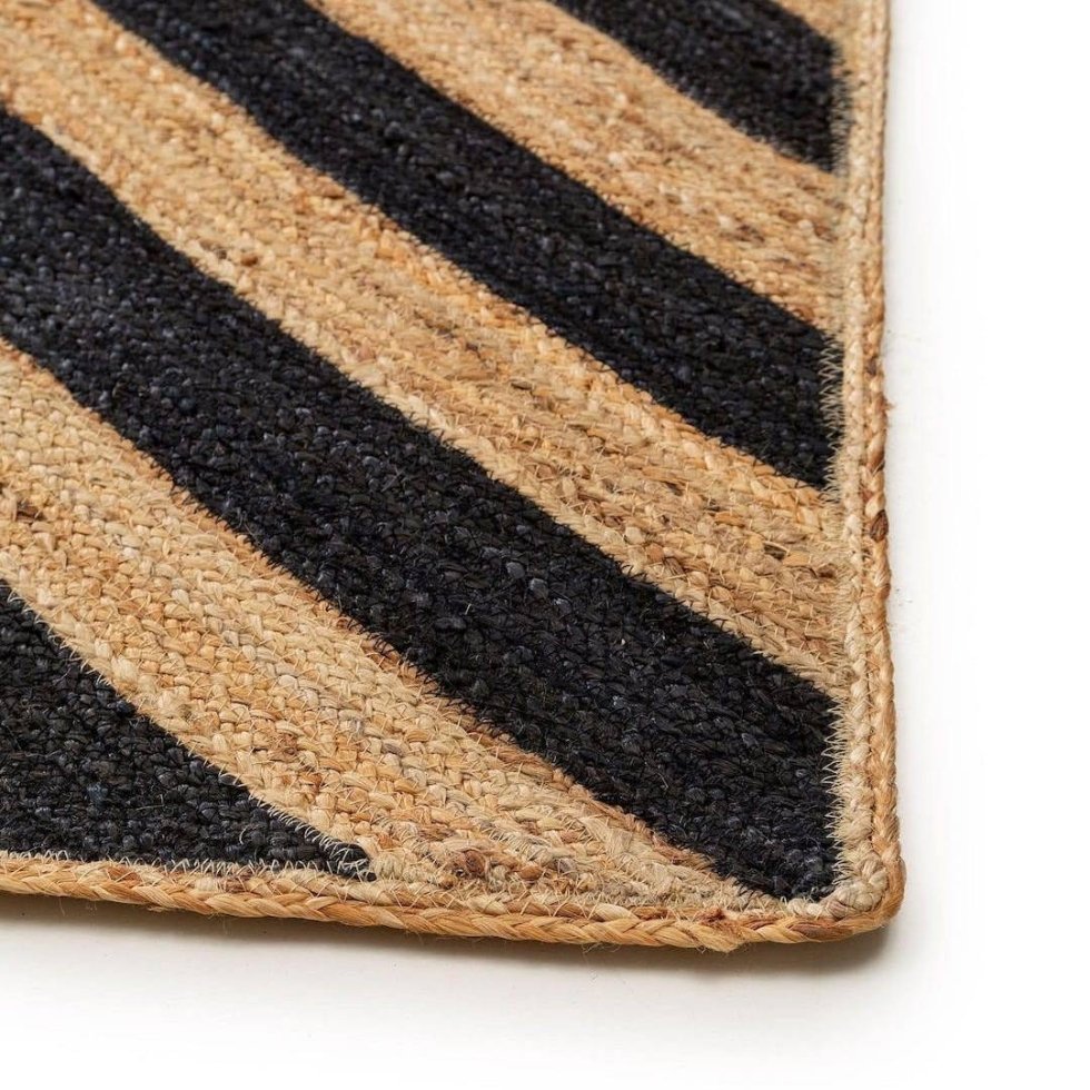 Tappeto in iuta nero e beige - immagine 4