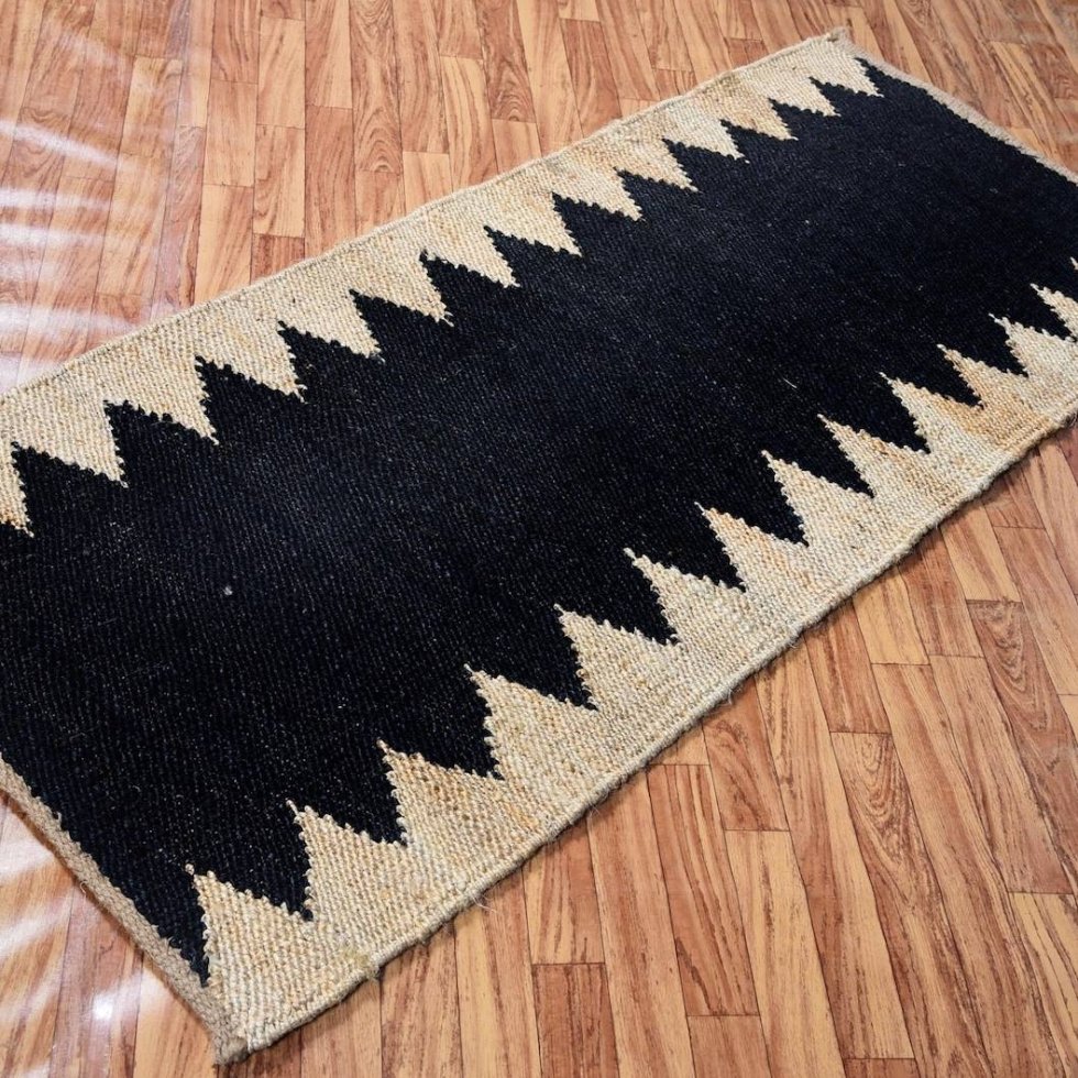 Tappeto runner in iuta nero e naturale - immagine 5