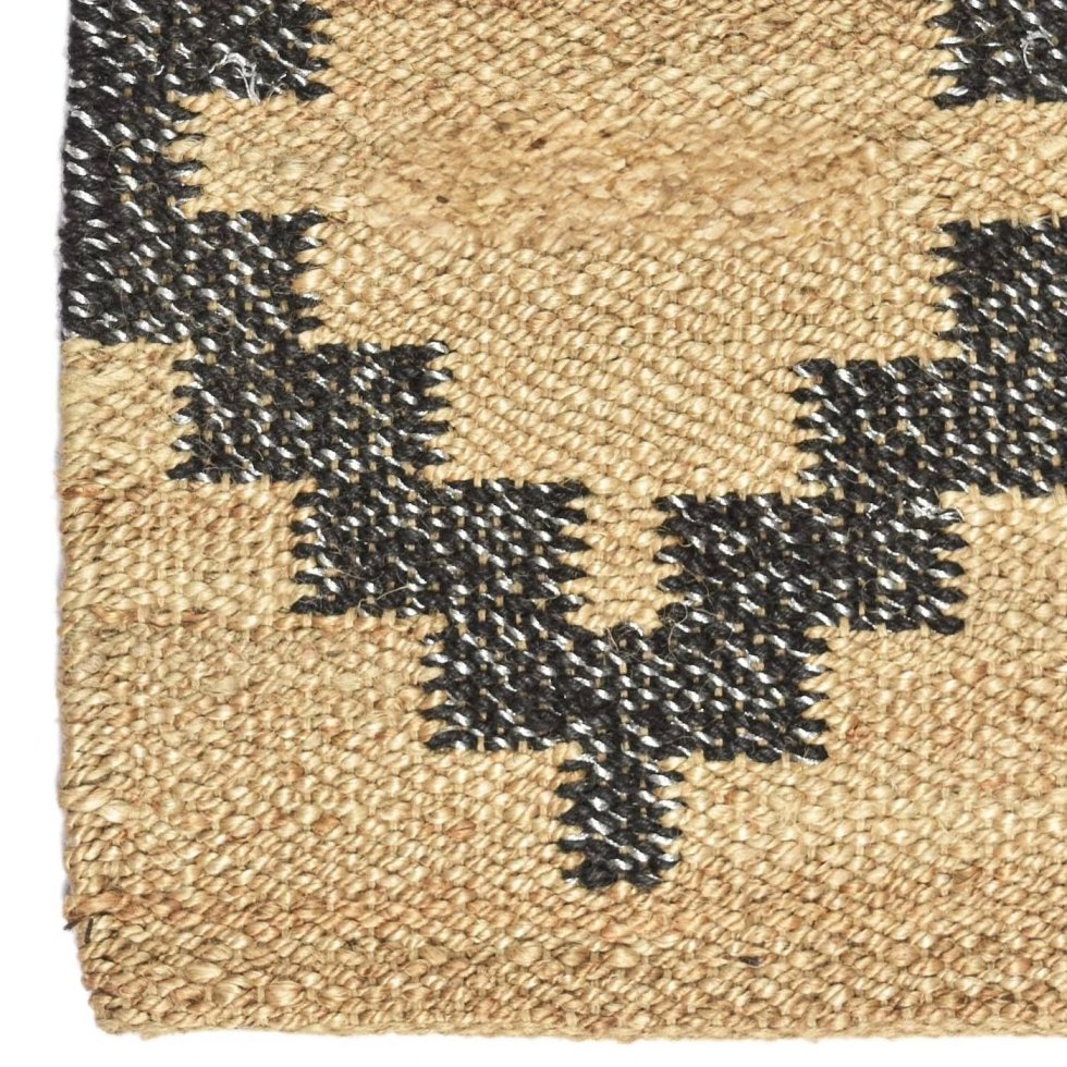 Tappeto geometrico nero in juta di canapa - immagine 2