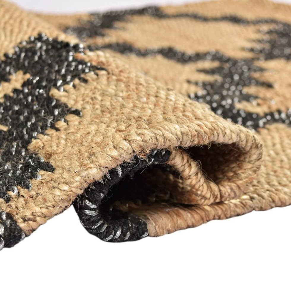 Tappeto geometrico nero in juta di canapa - immagine 3