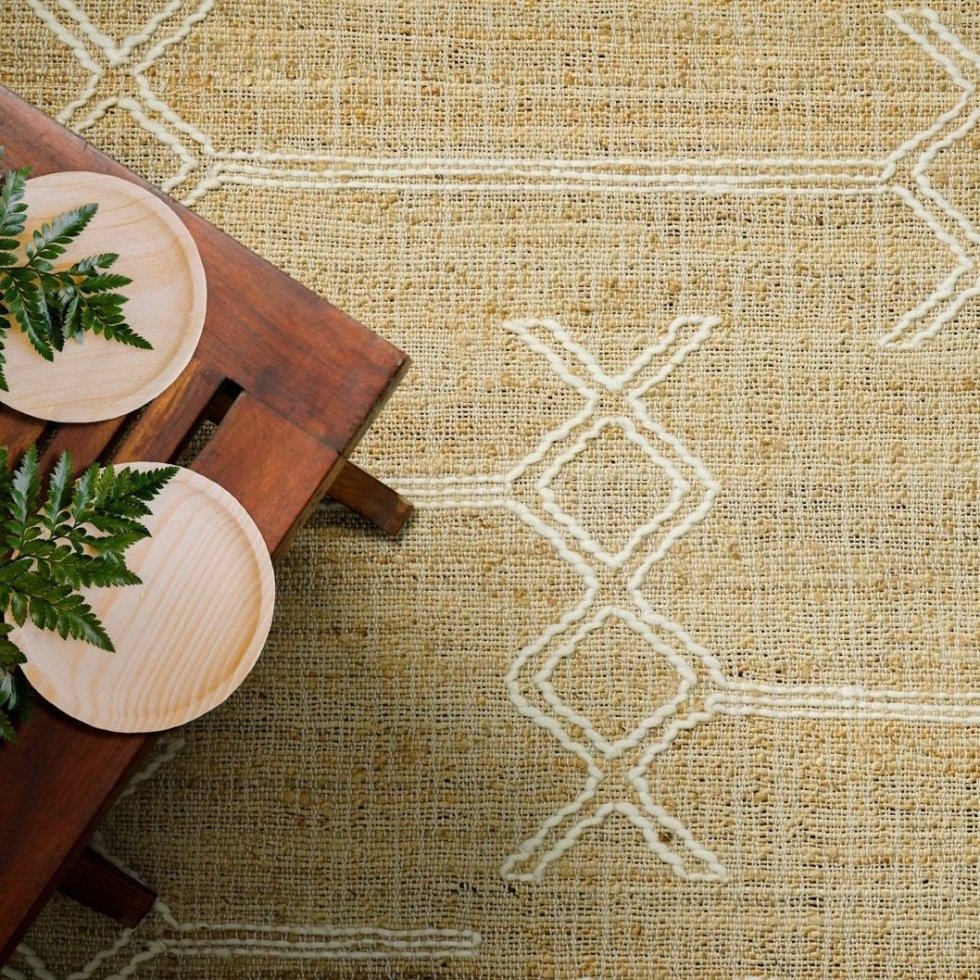 Tappeto astratto boho in juta di cotone