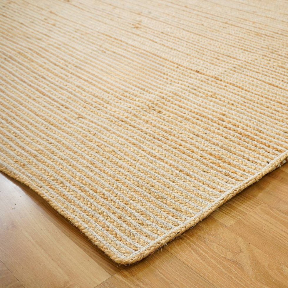 Tappeto in juta a righe bianche intrecciate - immagine 3