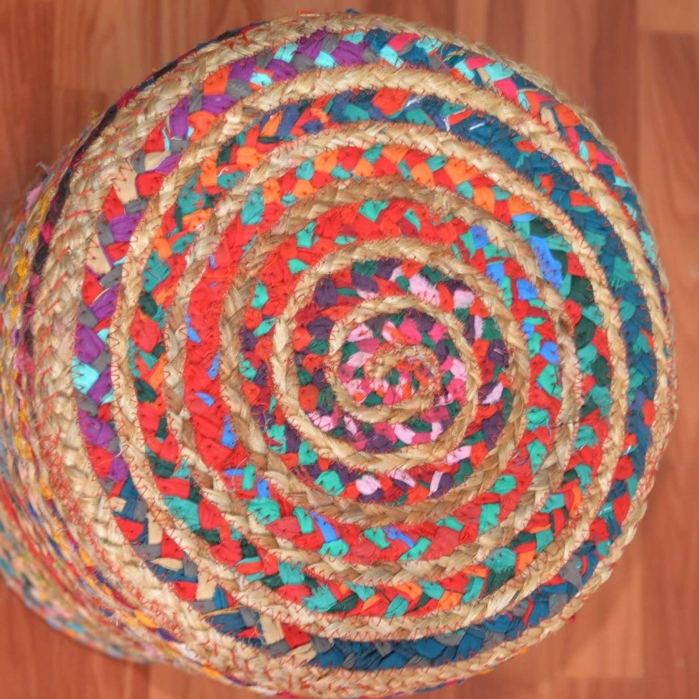 Pouf pouf Chindi in iuta intrecciata - immagine 3