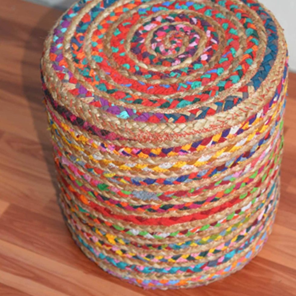 Pouf pouf Chindi in iuta intrecciata - immagine 2