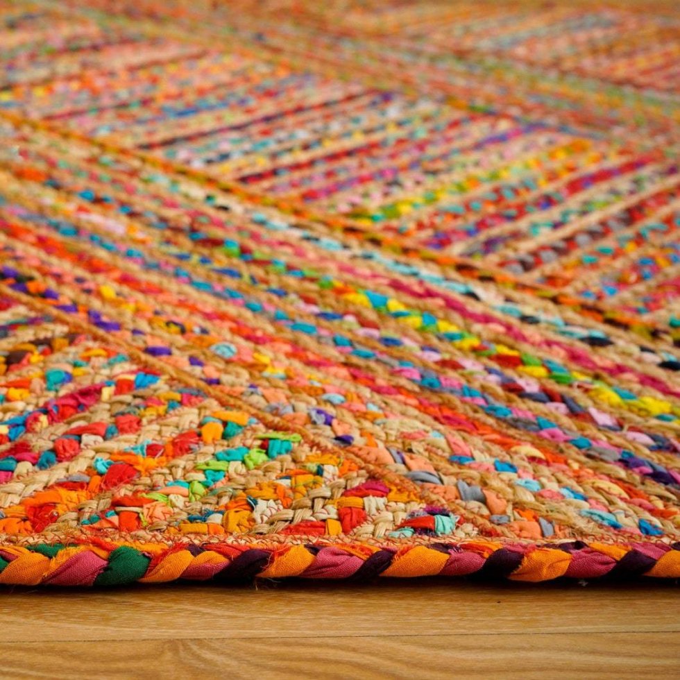 Tappeto Chindi in juta a righe multicolore - immagine 3