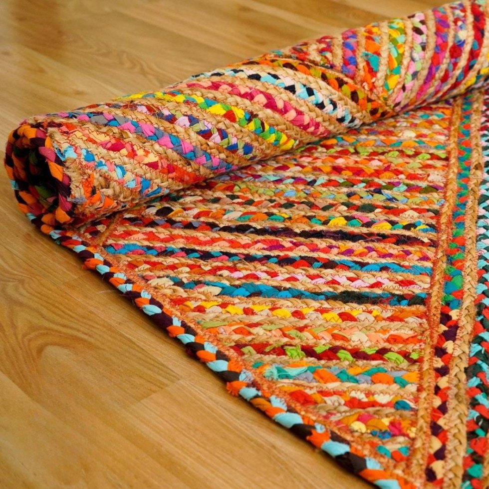 Tappeto Chindi in juta a righe multicolore - immagine 2