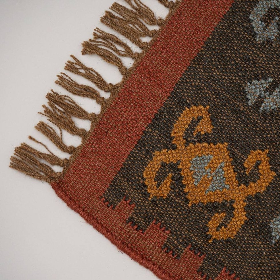 Tappeto etnico kilim in lana e juta - immagine 5
