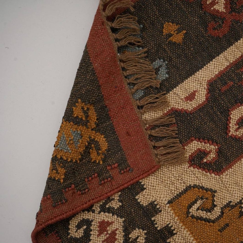Tappeto etnico kilim in lana e juta - immagine 4