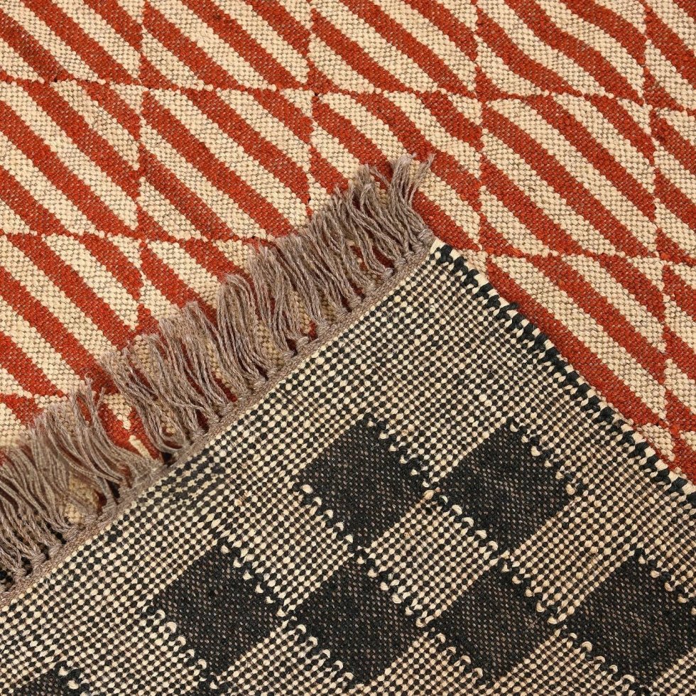 Tappeto geometrico in juta di lana arancione - immagine 4