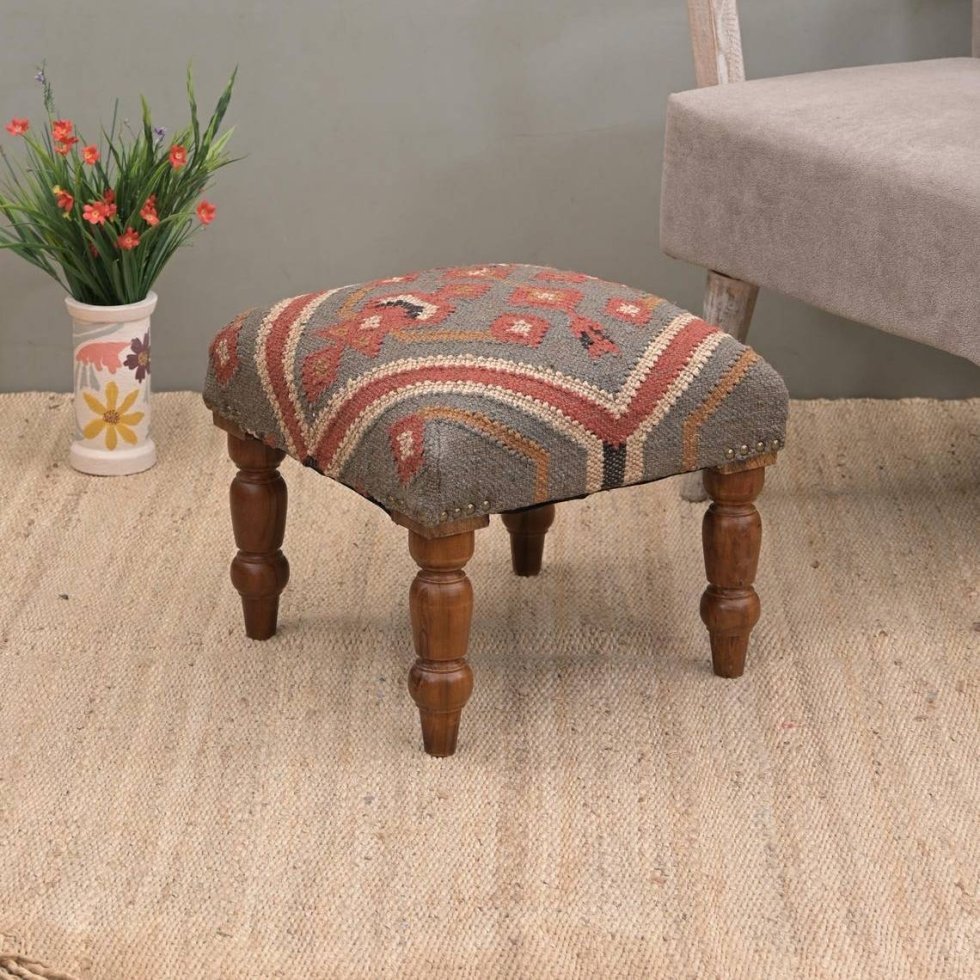 Pouf sgabello in iuta verde