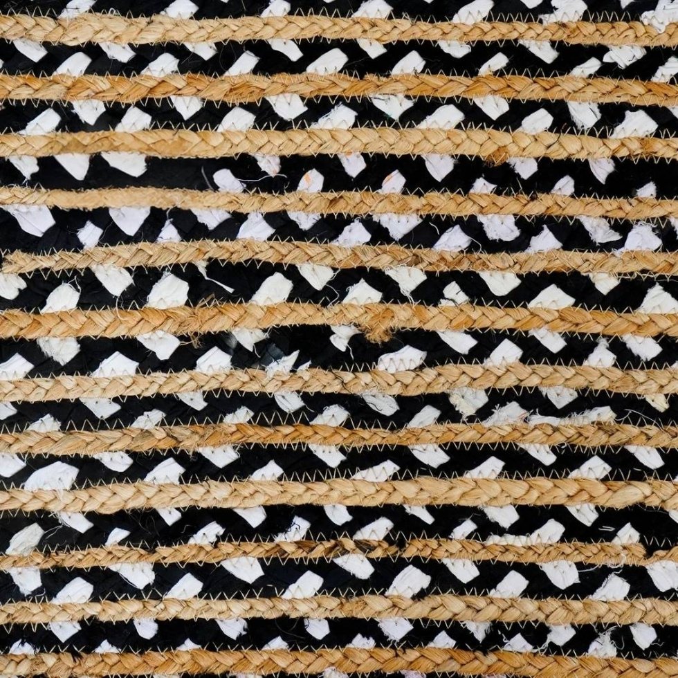 Tappeto in juta di cotone bianco e nero fatto a mano - immagine 4
