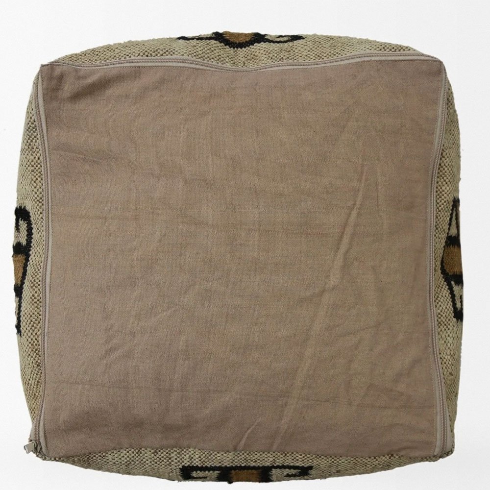 Pouf decorato in lana e iuta color avorio Pouf decorato in lana e iuta color avorio - immagine 3