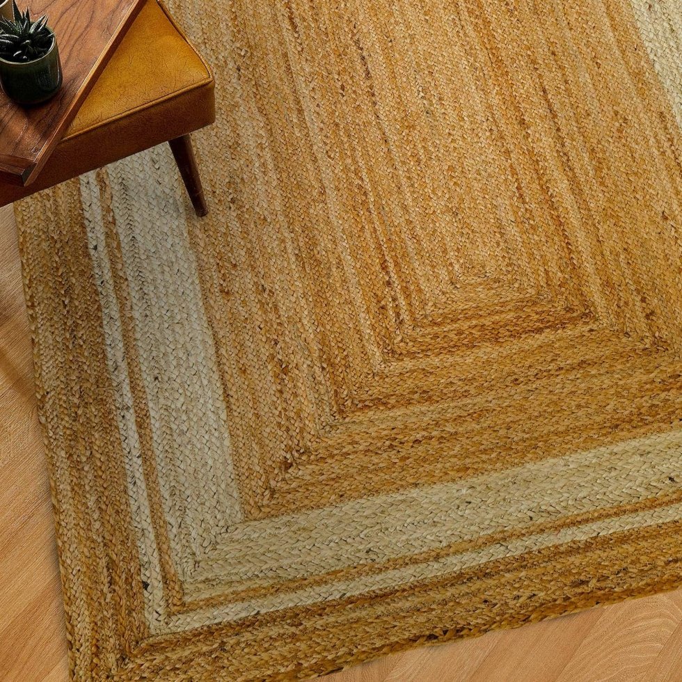 Tappeti di iuta con finiture bianche