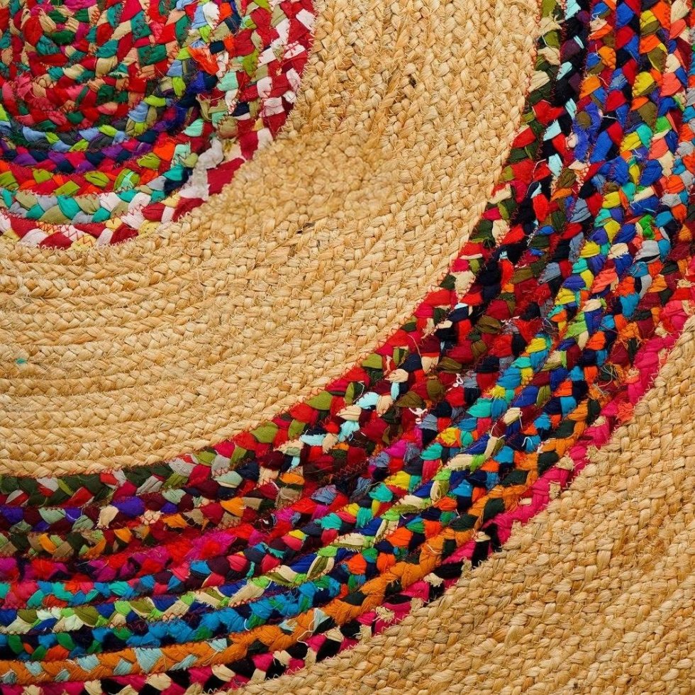 Tappeto in iuta naturale e intrecciato con chindi - immagine 3