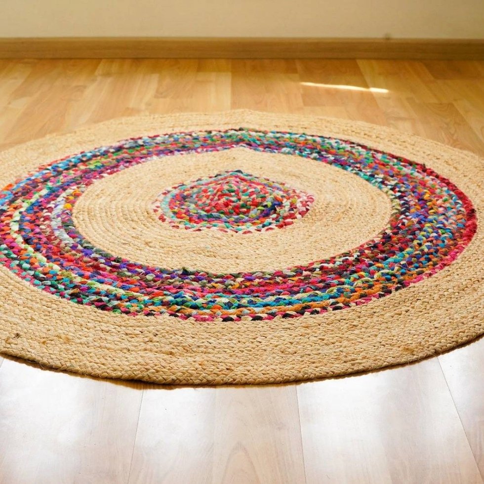 Tappeto in iuta naturale e intrecciato con chindi - immagine 5