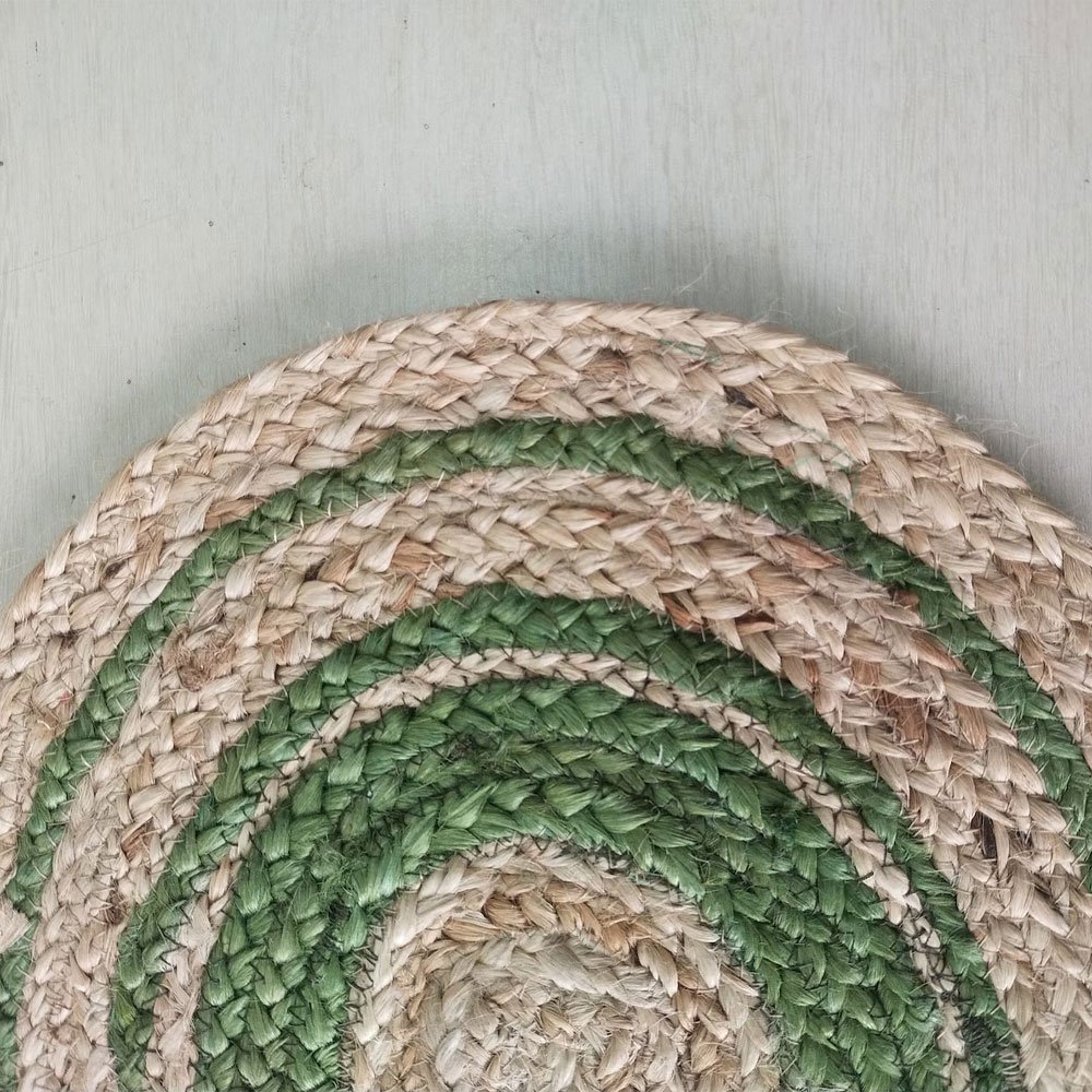 Runner da tavola e tovagliette ovali in iuta con finiture verdi Runner da tavola e tovagliette ovali in iuta con finiture verdi - immagine 4