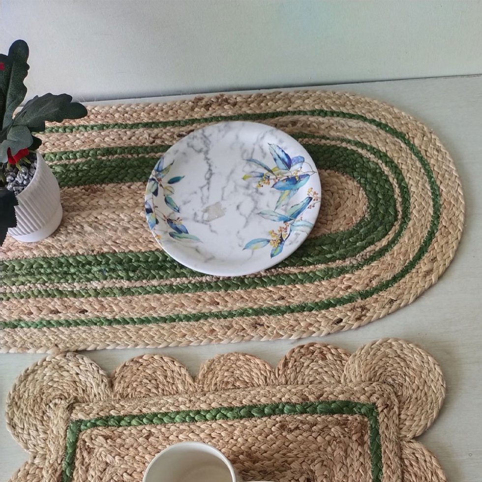 Tovagliette smerlate e ovali in juta - immagine 4