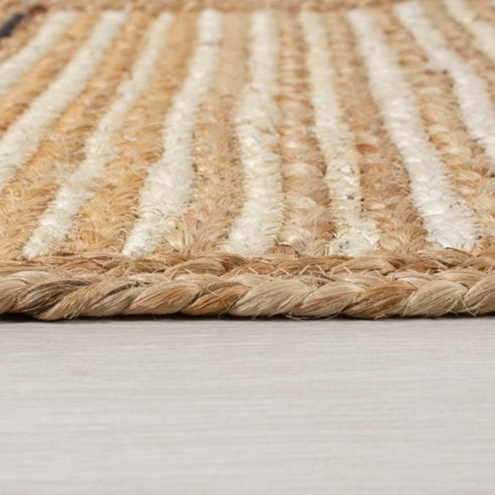 Tappeto in juta a righe con nappe - immagine 2