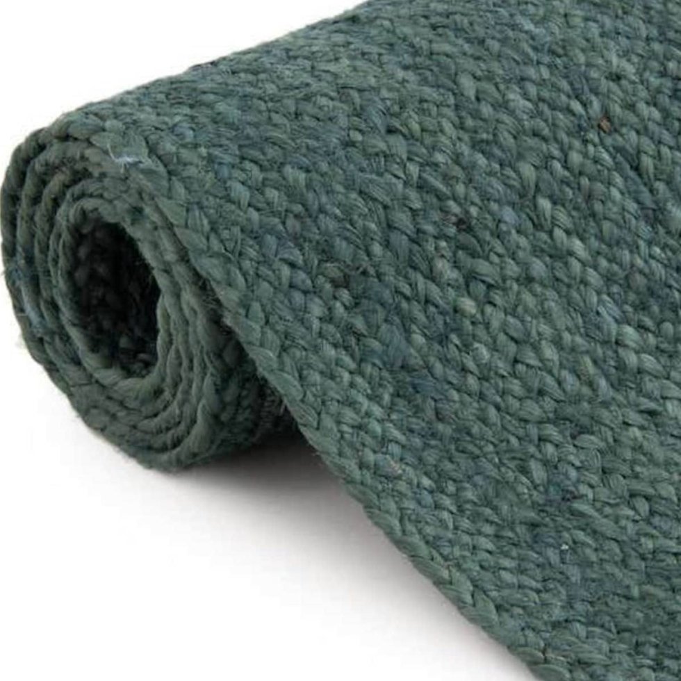 Tappeto rotondo in juta intrecciata verde acqua - immagine 3