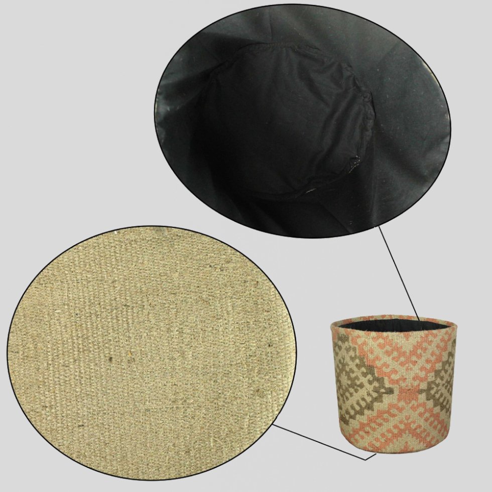 Cestino tribale in juta kilim per piante - immagine 3