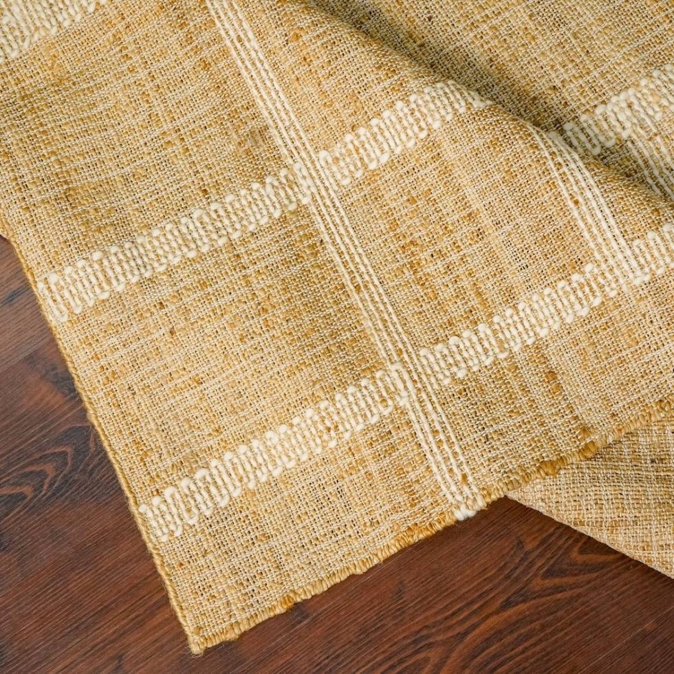 Tappeto in juta di cotone bianco e marrone - immagine 4