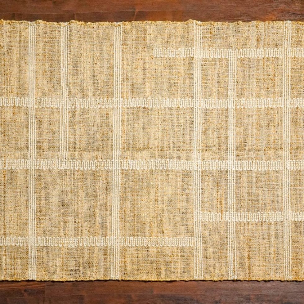 Tappeto in juta di cotone bianco e marrone - immagine 2