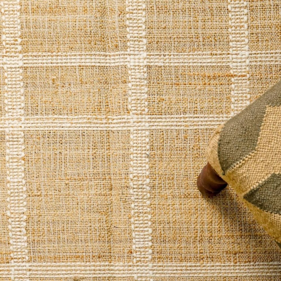 Tappeto in juta di cotone bianco e marrone - immagine 3