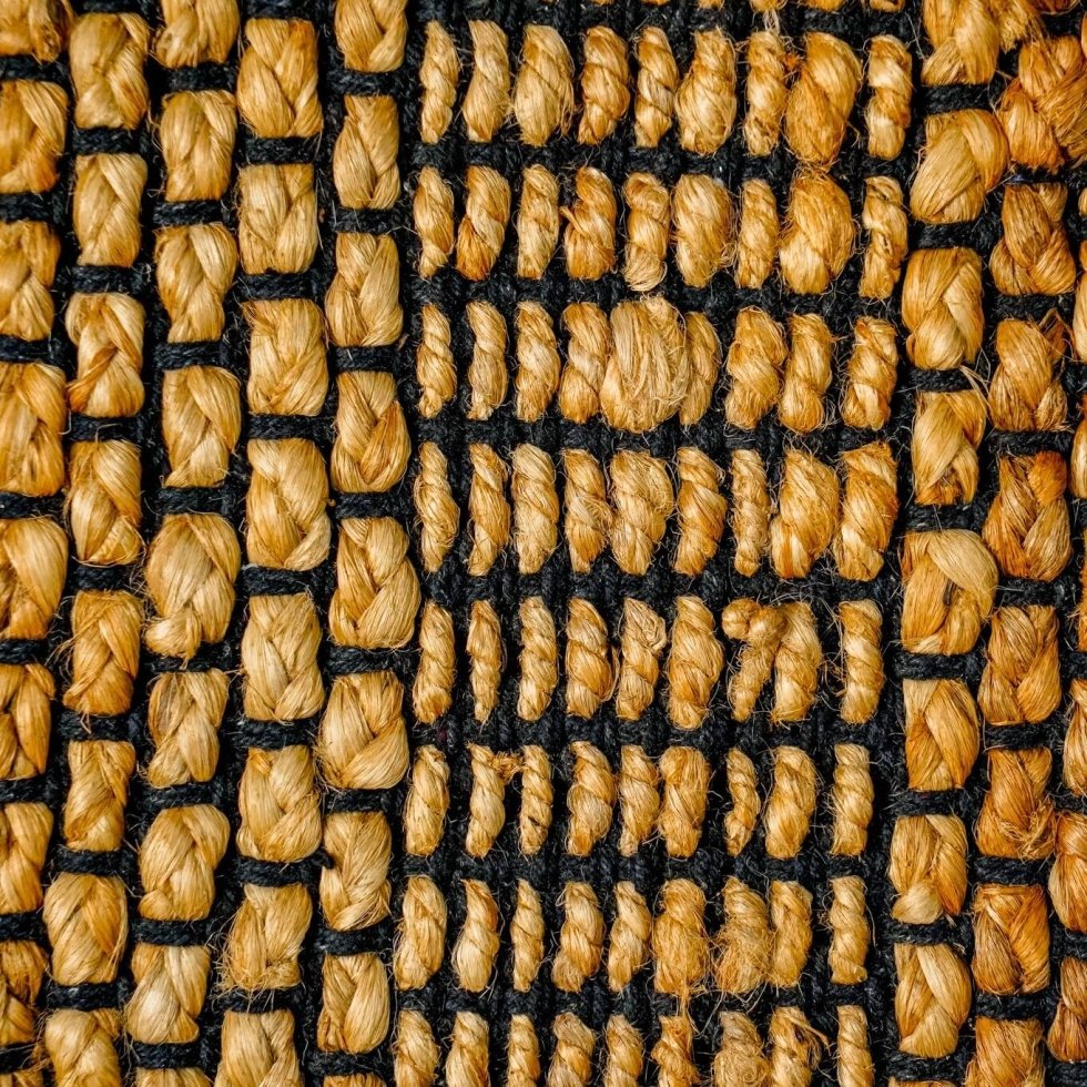 Tappeto giallo in cotone e iuta - immagine 2