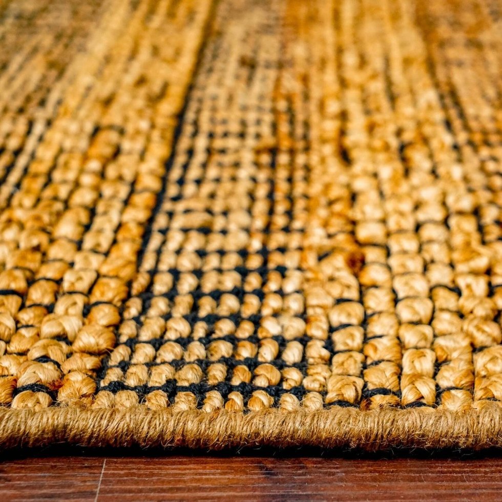 Tappeto giallo in cotone e iuta - immagine 3