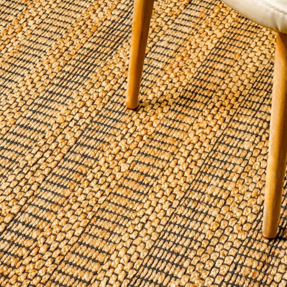Tappeto giallo in cotone e iuta