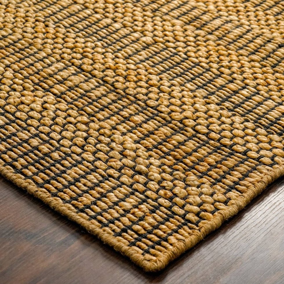 Tappeto giallo in cotone e iuta - immagine 4