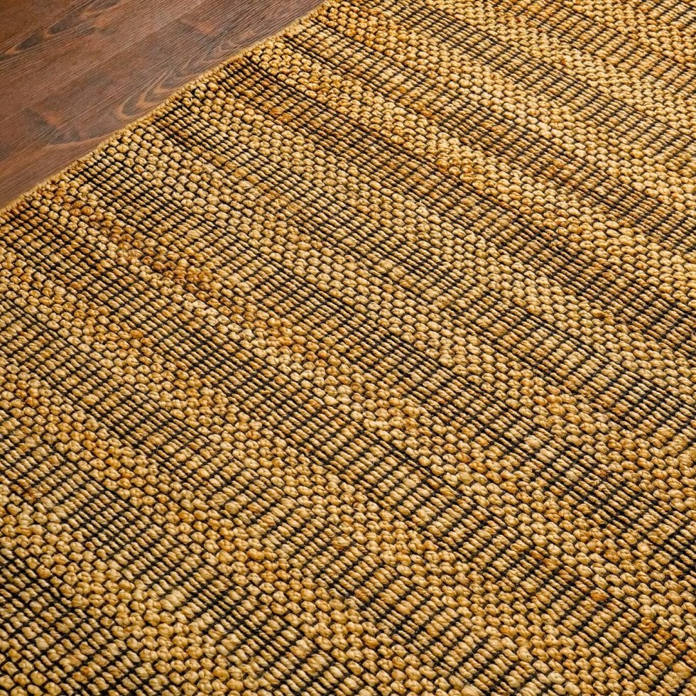 Tappeto giallo in cotone e iuta - immagine 5