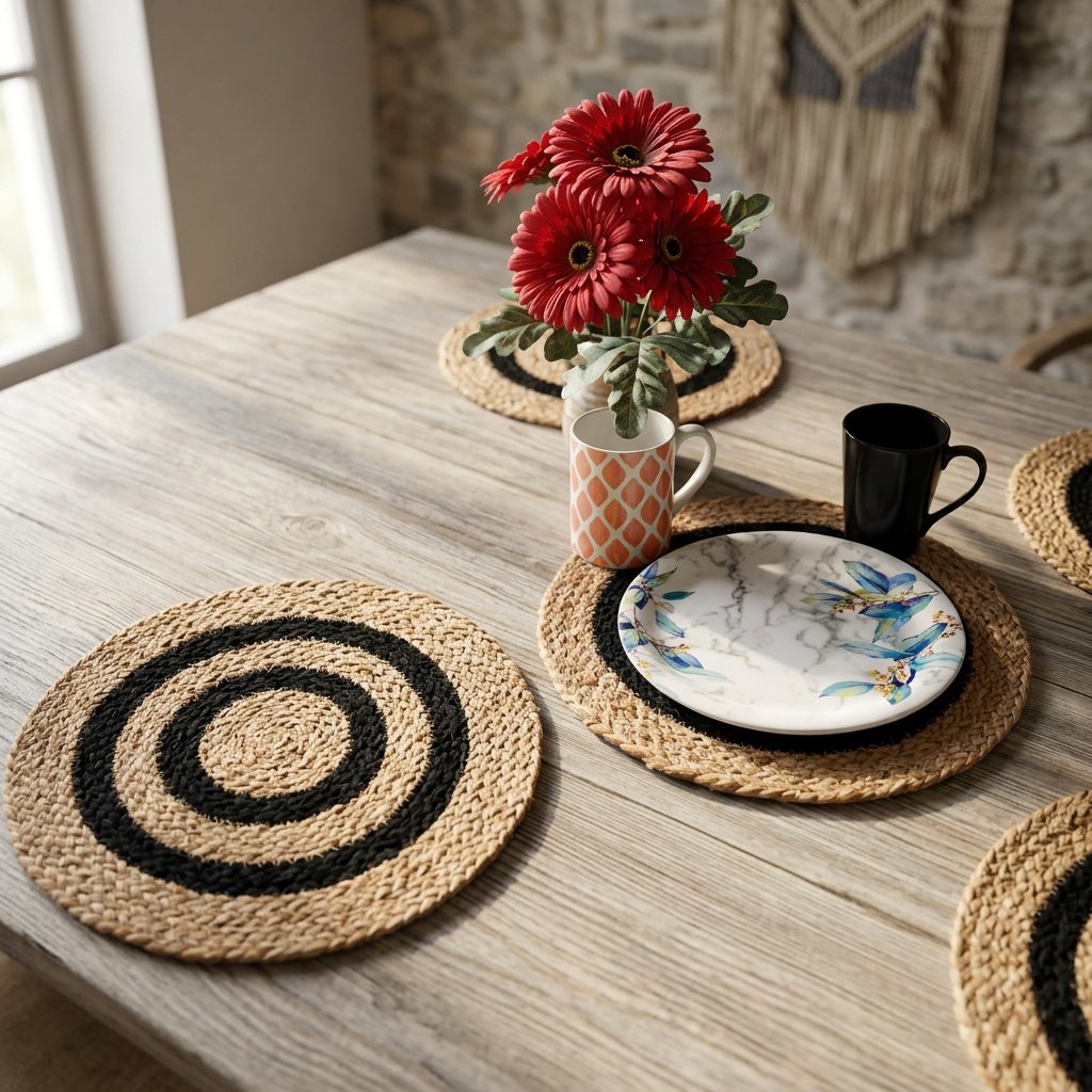 Tovagliette di iuta nere di bersaglio Black target jute placemats