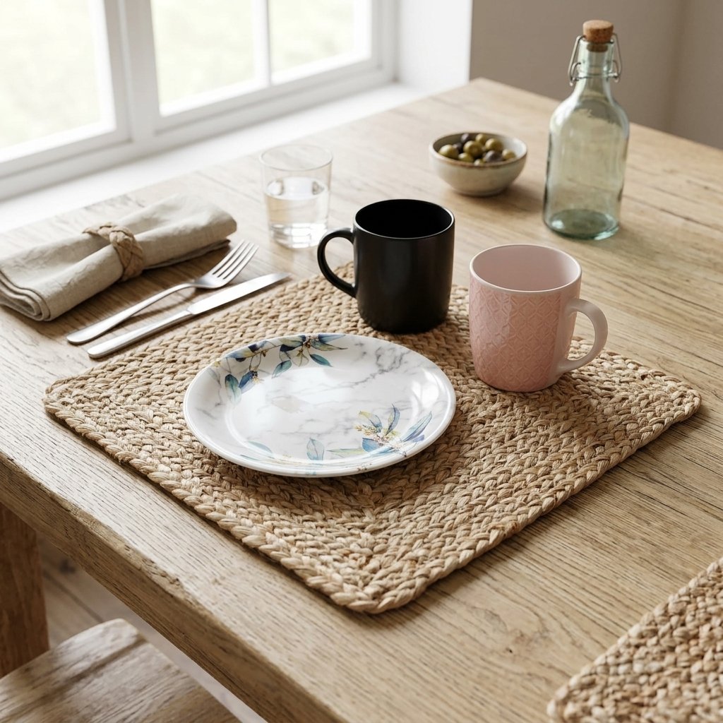 Tovagliette di iuta quadrate intrecciate Braided square jute placemats