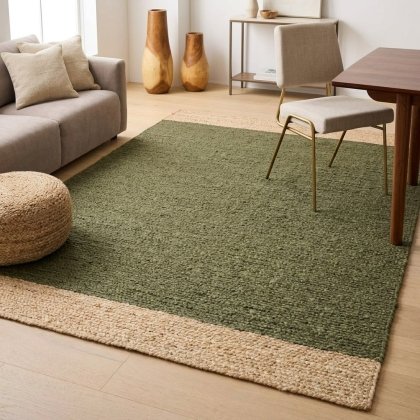 Green hemp and jute area rug