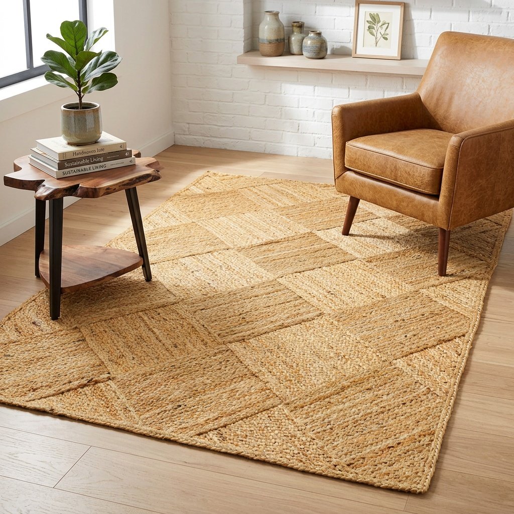 Tappeto in juta naturale intrecciata a diamante Natural handwoven diamond jute rug