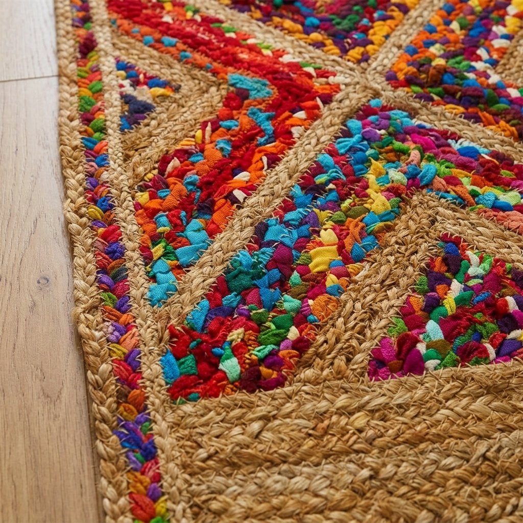 Tappeto runner in iuta arcobaleno Rainbow jute rag runner rug