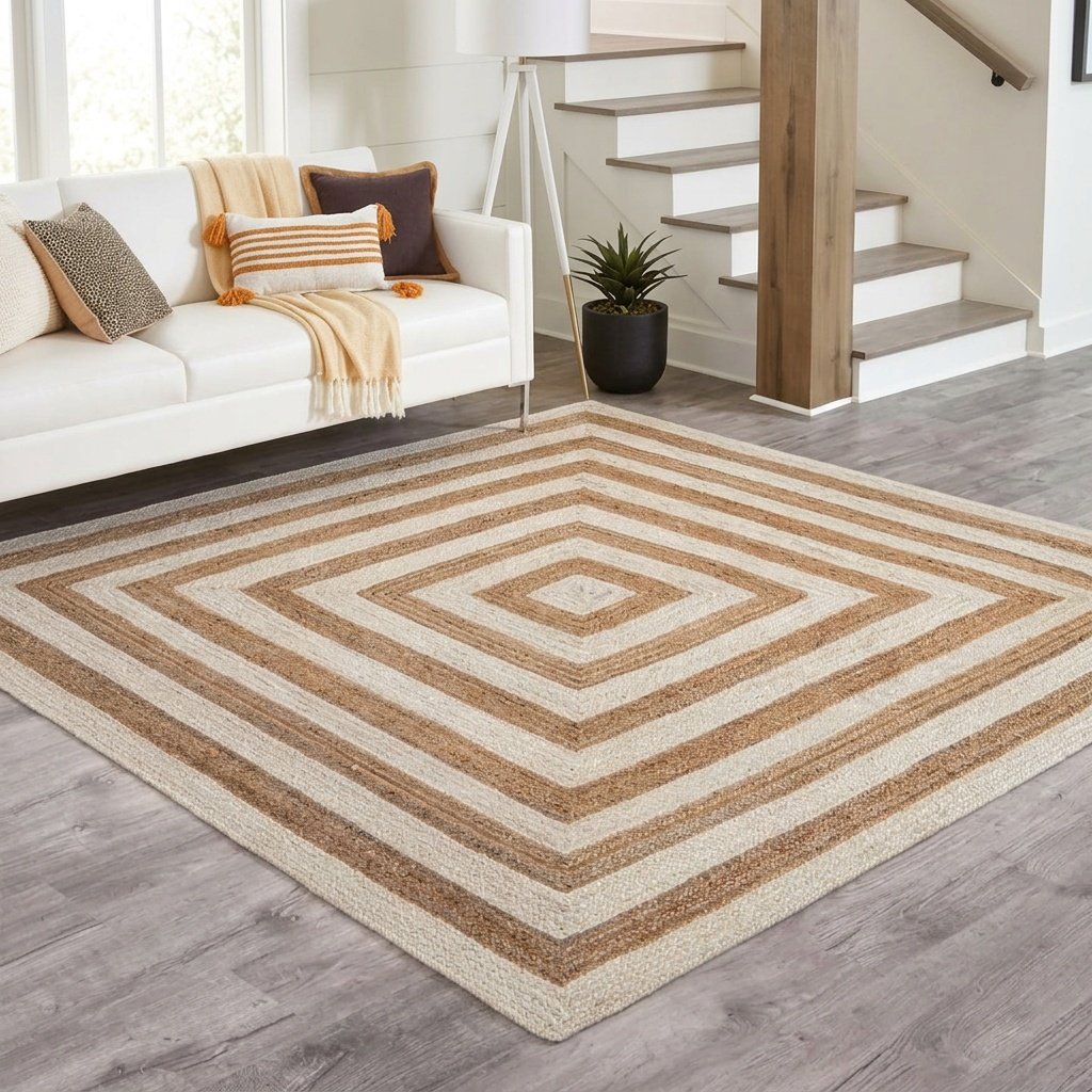 Tappeto in iuta bianco quadrato target White jute rug square target
