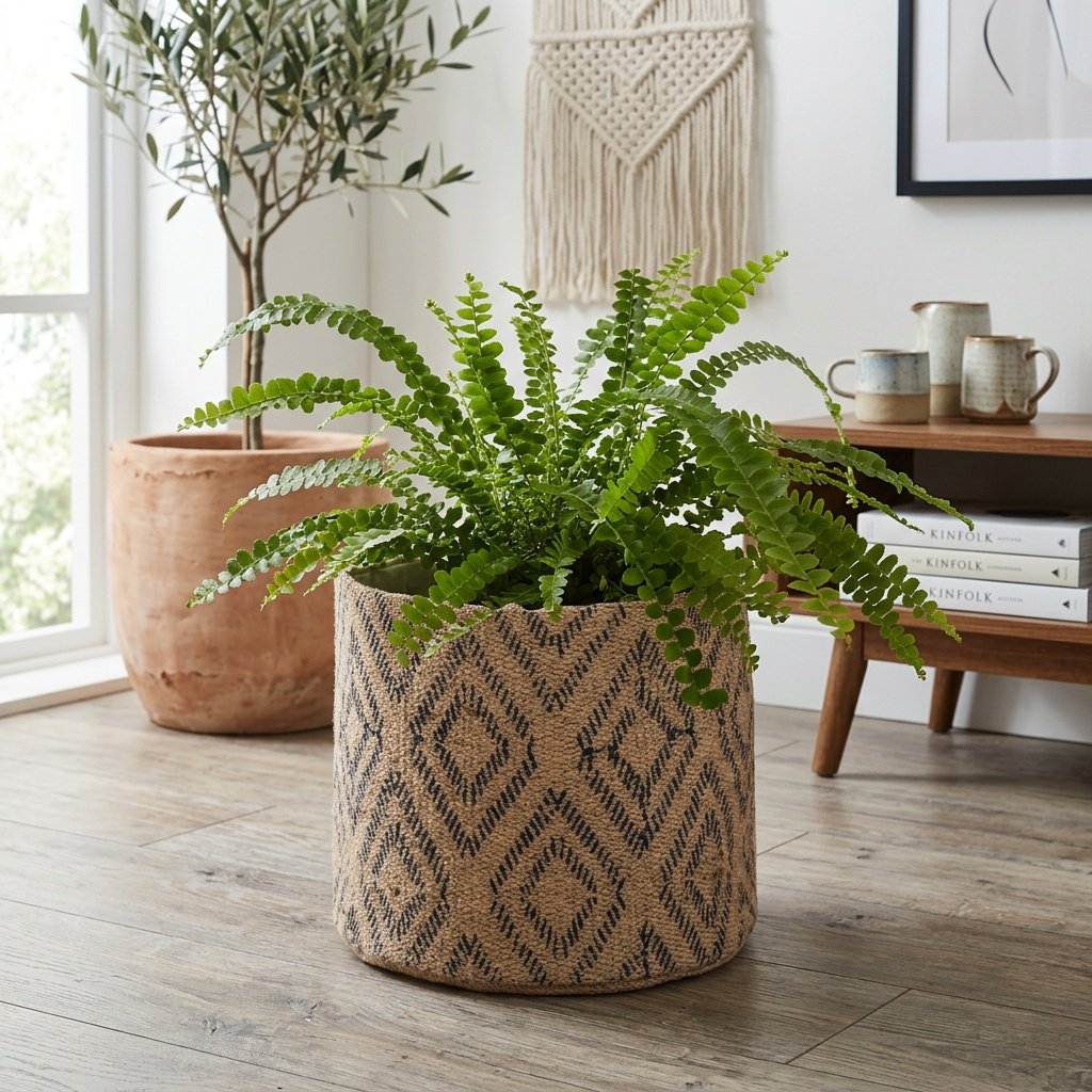 Cestino minimale in iuta a forma di diamante nero Minimal black diamond jute basket
