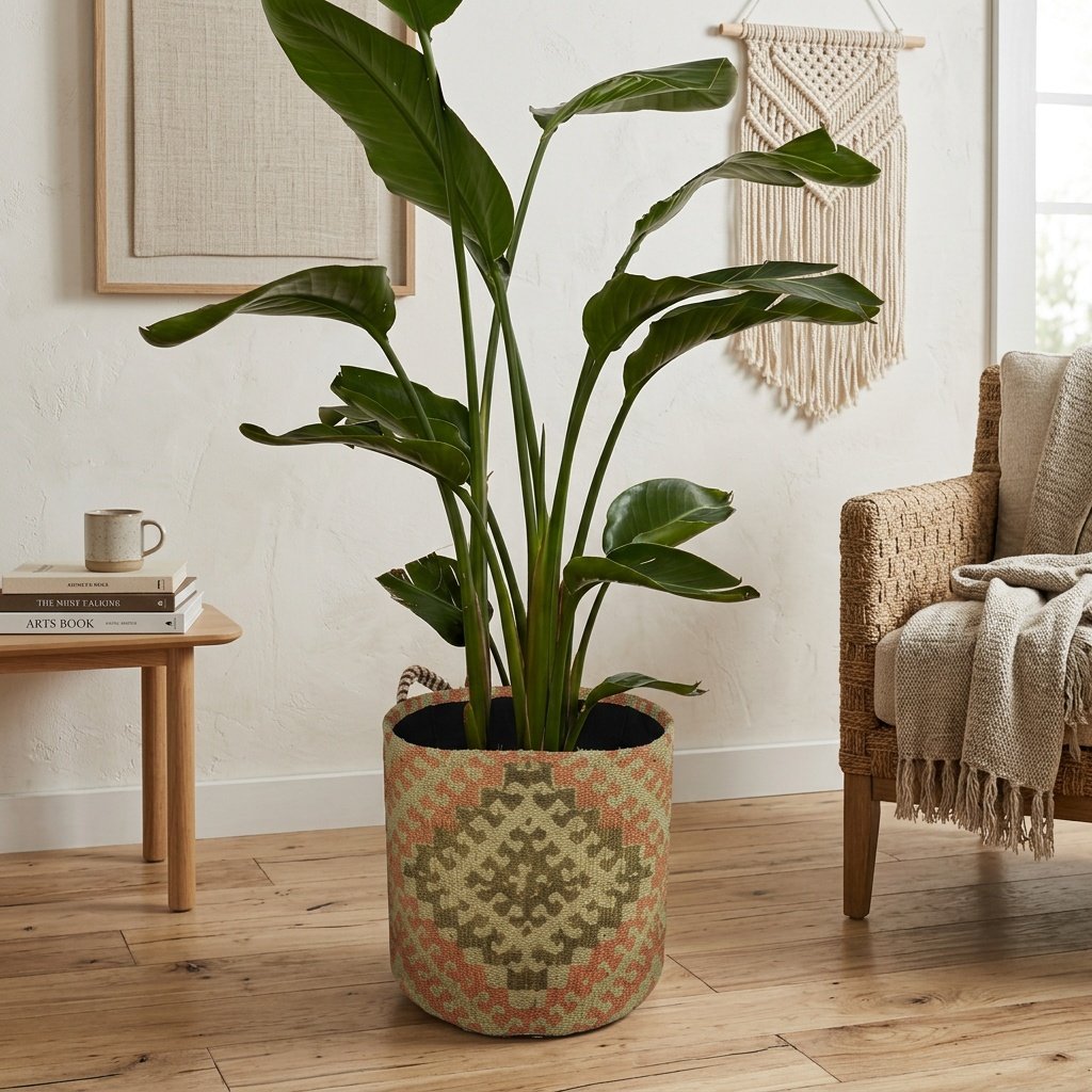 Cestino tribale in juta kilim per piante Tribal jute kilim basket for plant