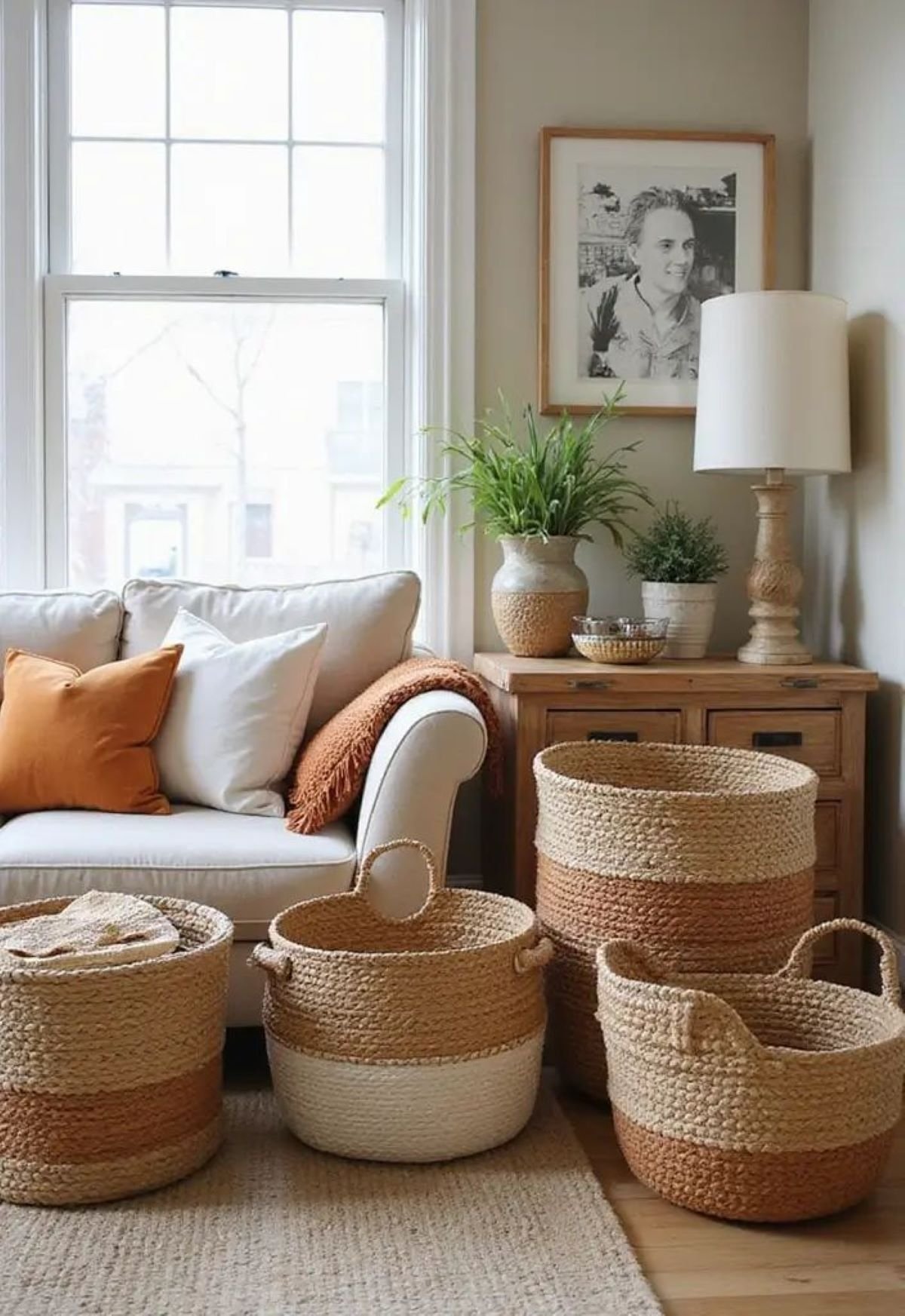 Cesti in corda di iuta o in corda di cotone: quale è più resistente? jute basket living room 1